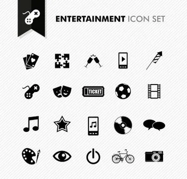 Entertainment black icon set. Stock Illustration