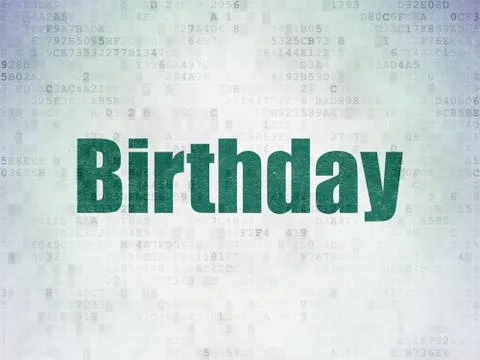 Entertainment, concept: Birthday on Digital Data Paper background 库存插图