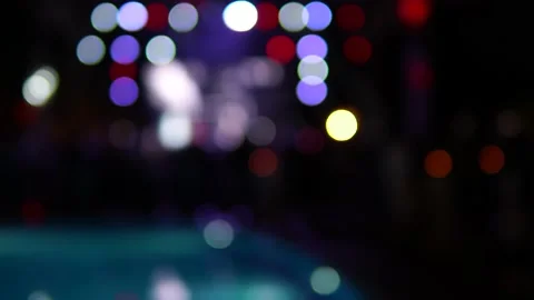Entertainment concept, blurred party, bright stage and color bokeh lights. Ni Stock Footage 147570646