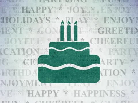 Entertainment, concept: Cake on Digital Data Paper background Stockillustratie
