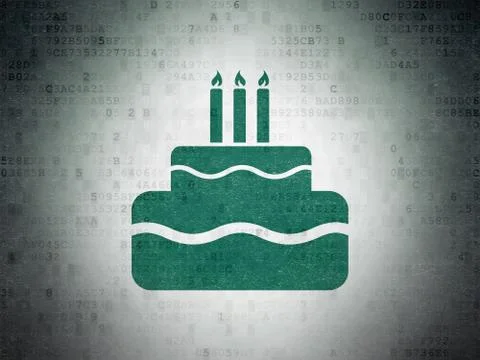 Entertainment, concept: Cake on Digital Data Paper background イラスト素材