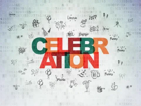 Entertainment, concept: Celebration on Digital Data Paper background Illustrazione stock