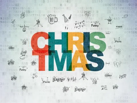 Entertainment, concept: Christmas on Digital Data Paper background Illustrazione stock