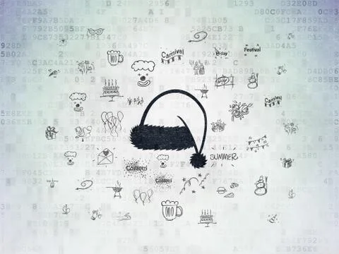 Entertainment, concept: Christmas Hat on Digital Data Paper background Stockillustratie