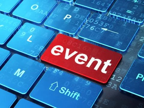Entertainment, concept: Event on computer keyboard background 스톡 일러스트