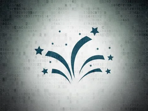 Entertainment, concept: Fireworks on Digital Data Paper background 스톡 일러스트