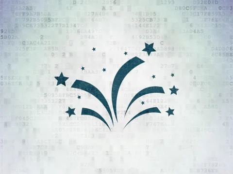 Entertainment, concept: Fireworks on Digital Data Paper background イラスト素材