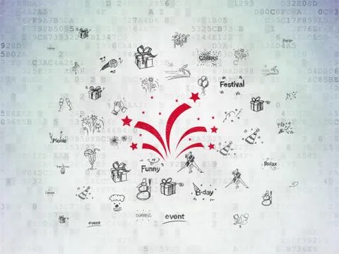 Entertainment, concept: Fireworks on Digital Data Paper background Stock Illustration