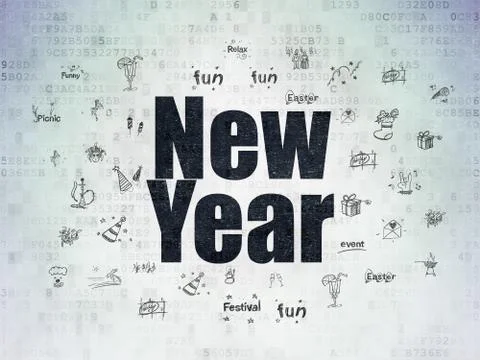 Entertainment, concept: New Year on Digital Data Paper background イラスト素材