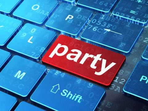 Entertainment, concept: Party on computer keyboard background Illustrazione stock