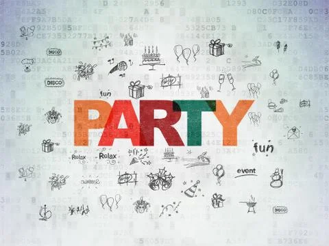 Entertainment, concept: Party on Digital Data Paper background イラスト素材