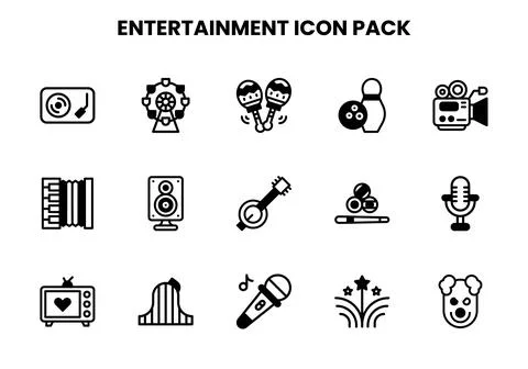 Entertainment DuoTone Vector Icons Pack Ilustração Stock