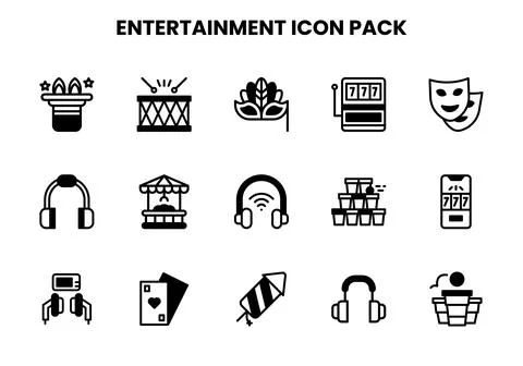 Entertainment DuoTone Vector Icons Pack Stock Illustration