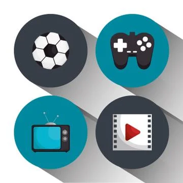 Entertainment elements isolated icons Stock Illustration