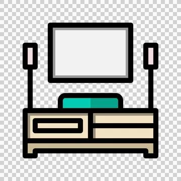 Entertainment flat icon. Editable home theater and sound system symbols.  Illustrazione stock