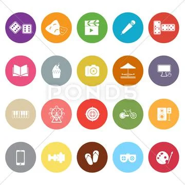Entertainment flat icons on white background Stock Illustration