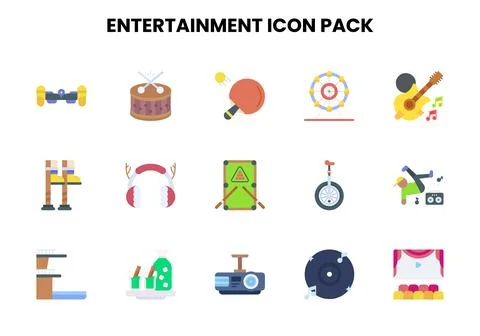 Entertainment Flat Vector Icons Pack Stock Illustration