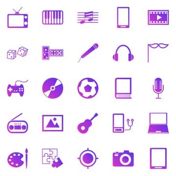 Entertainment gradient icons on white background Stock Illustration