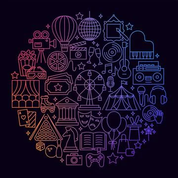 Entertainment Icon Circle Concept Stock Illustration