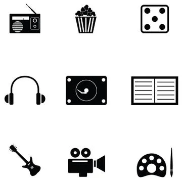 Entertainment icon set Illustrazione stock