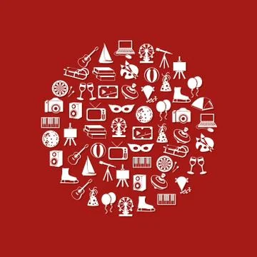 Entertainment icons in circle Stock Illustration