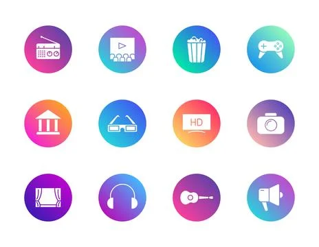 Entertainment icons set. Stock Illustration