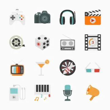 Entertainment Icons with White Background , eps10 vector format Stock Illustration