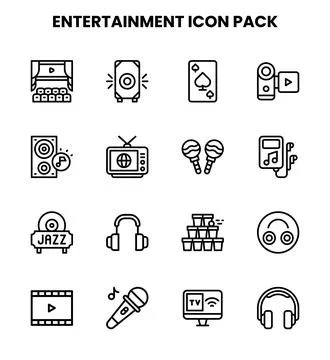 Entertainment Line Design Icons Pack Stock Illustration