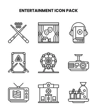 Entertainment Line Icons Pack Stock Illustration