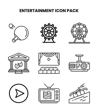 Entertainment Line Icons Pack Ilustração Stock