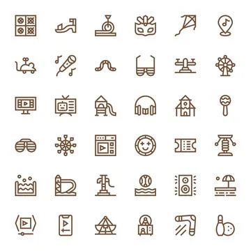 Entertainment Modern Vector Collection with 36 Bold Line 64x64 Pixel Optimi.. Stock Illustration