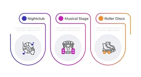 Entertainment performance infographic gradient line circles Illustrazione stock