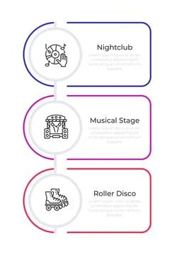 Entertainment performance infographic rounded rectangles Stock Illustration
