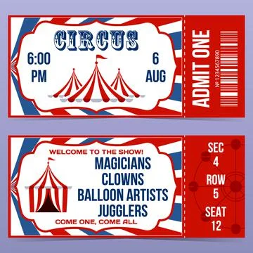 Entertainment show circus ticket. Vector Illustration. Stock Illustration