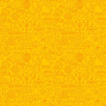 Entertainment Show Line Seamless Pattern Stock Illustration