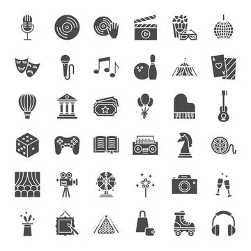 Entertainment Solid Web Icons Stock Illustration