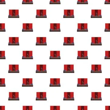 Entertainment stage with microphone and red curtain pattern Stock Illustration