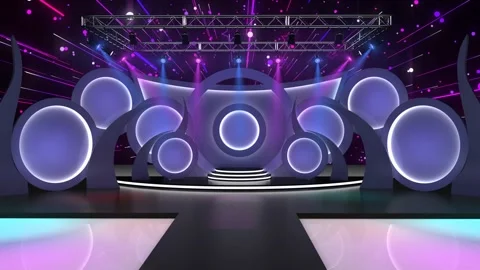 Entertainment TV Studio Set 67- Virtual Green Screen Background Loop Stock Footage 135313695