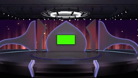 Entertainment TV Studio Set 68- Virtual Green Screen Background Loop Stock Footage 135313919
