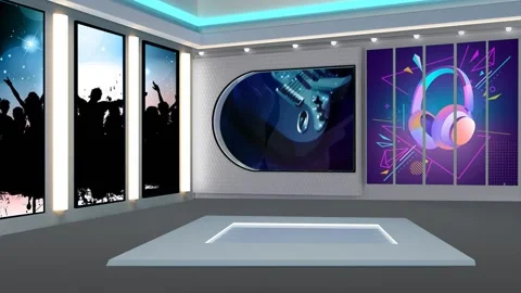 Entertainment TV Studio Set 74- Virtual Green Screen Background Loop Stock Footage 153896112