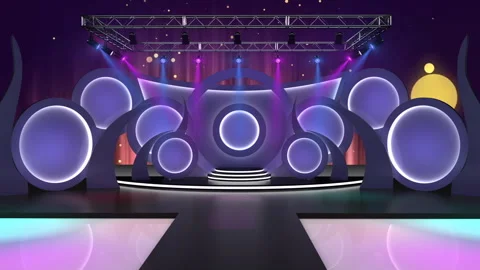 Entertainment TV Studio Set 95 - Virtual Green Screen Background Loop Stock Footage 310737904