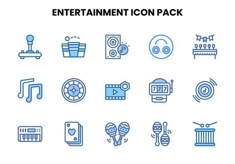 Entertainment Two Colour Bundle Icons Pack Ilustração Stock