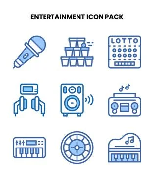 Entertainment Two Colour Vector Icons Pack Stock Illustration