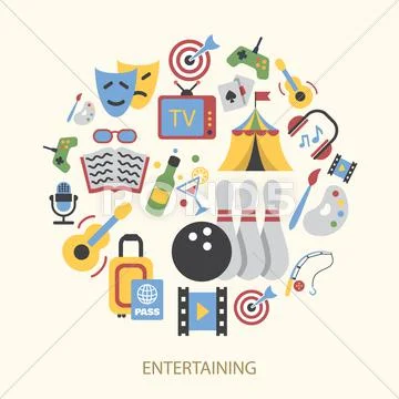 Entertainments icons set Stock Illustration