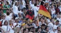 Enthusiastic Cheerful Young Girl Waving Flag Crowd Audience Public Viewing Fans HD Footage
