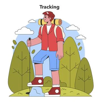 Enthusiastic Hiking Adventure. Flat vector illustration Stock Illustration