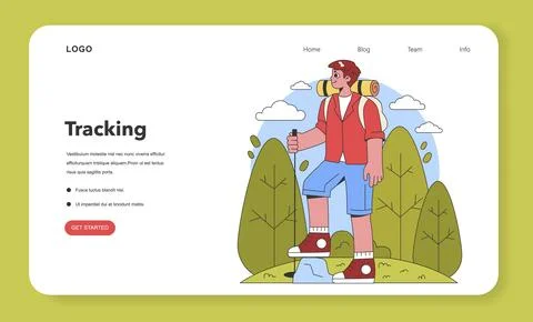 Enthusiastic Hiking Adventure. Flat vector illustration Stock Illustration