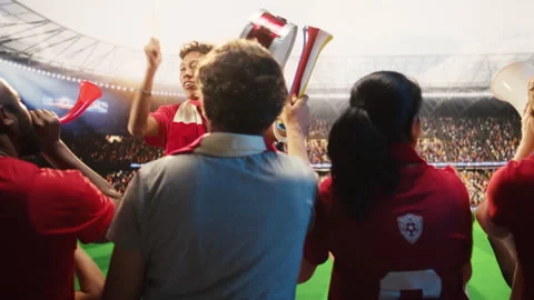 Enthusiastic man on soccer stadium beating drum, encourage team Stock Footage 337557339