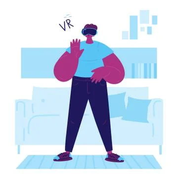 Enthusiastic man using a virtual realityVR headset Stock Illustration