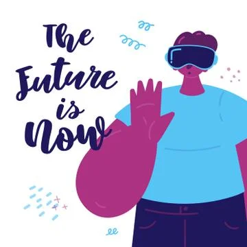 Enthusiastic man using a virtual realityVR headset Stock Illustration